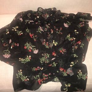 FOREVER 21 Plus Size Sheer Floral Blouse